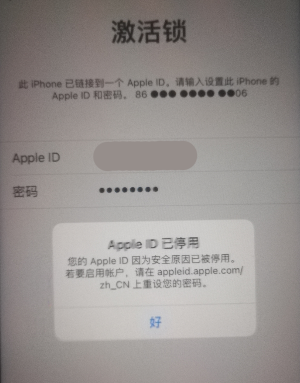 奉化苹果手机维修分享iPhone 12 出现提示“Apple ID 已停用”怎么办 