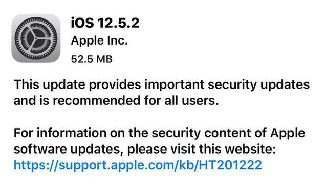 奉化苹果手机维修分享iOS12.5.2发布，建议所有老苹果用户安装 